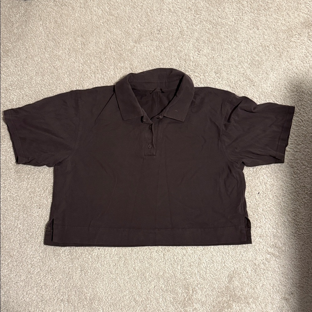 lululemon athletica Black Short Sleeve Polo Crop Top